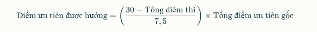 Công thức tính điểm ưu tiên