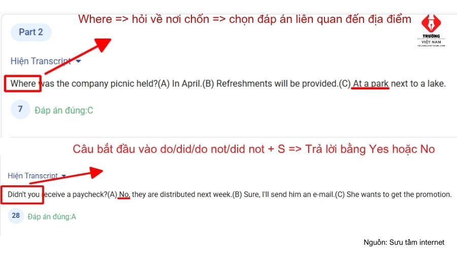 Mẹo thi TOEIC Part 2