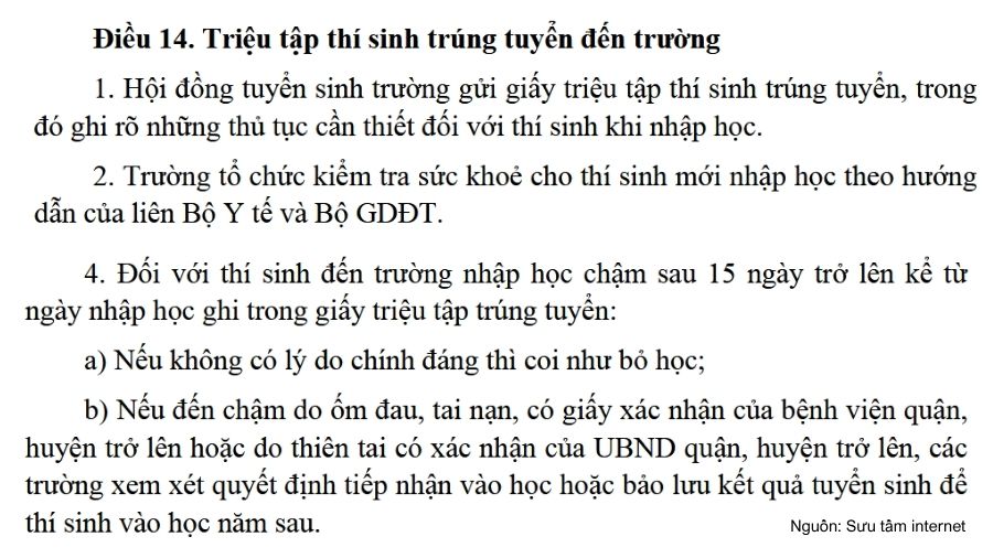 khoản 4 Điều 14 quy chế tuyển sinh Đại học