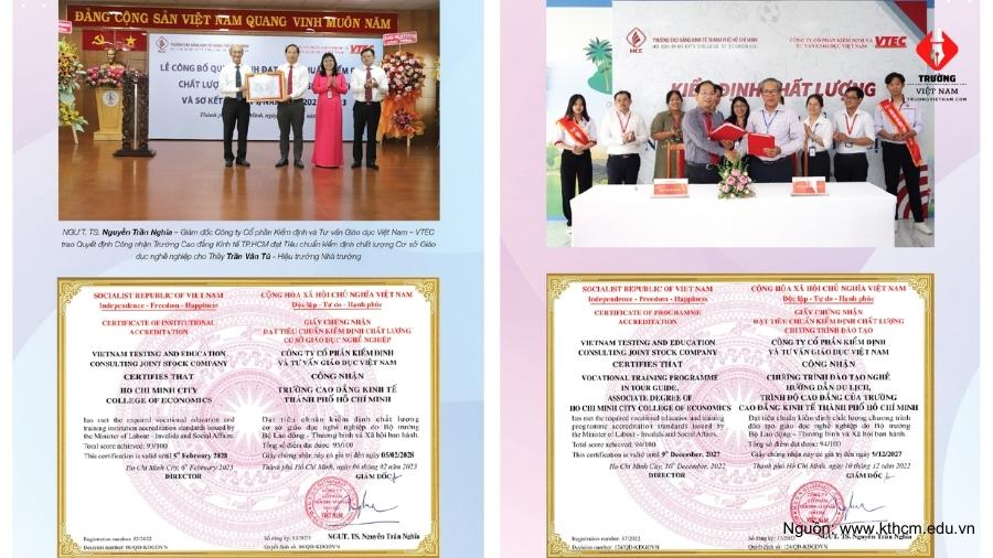 Các chứng nhận của trường Cao đẳng Kinh tế TP.HCM