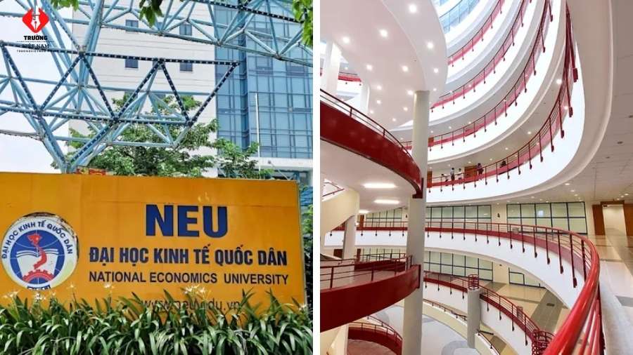 Cổng chào và hành lang trường NEU tại Hà Nội