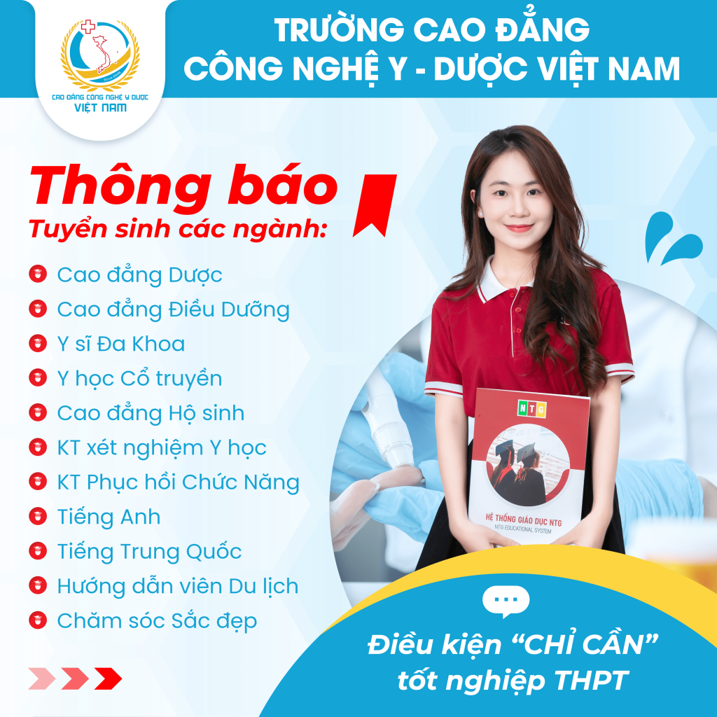 Trường Cao đẳng Công nghệ Y - Dược thông báo tuyển sinh